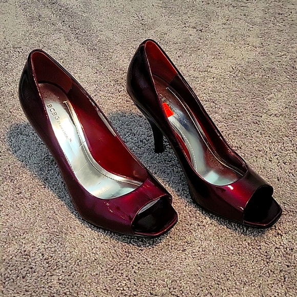 BCBGeneration Red 3.5-inch Peep Toe Heels, Size 8.5 - Picture 1 of 7